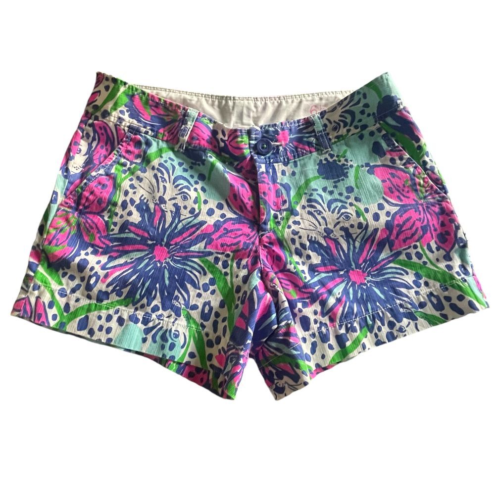 Lilly Pulitzer 5" Callahan buttercup floral animal print cotton knit shorts sz 6
